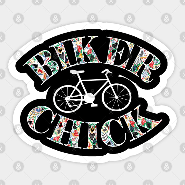 Biker Chick White Bike Sticker by Barthol Graphics